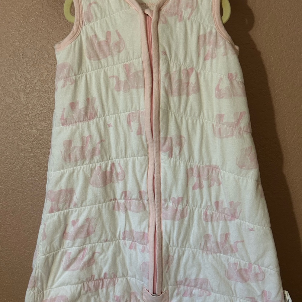 Burt's Bees Baby Pink and White Sleep Sack with Quilted Texture
